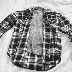 Black-and-white flannel button-down